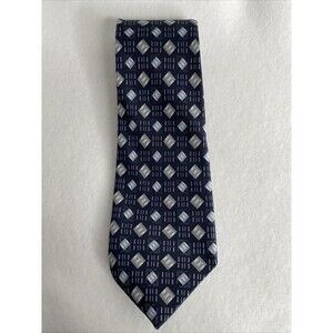 Asantoni Neck Tie Blue W/ Gray and Light /blue Diamonds 58 Inches Long